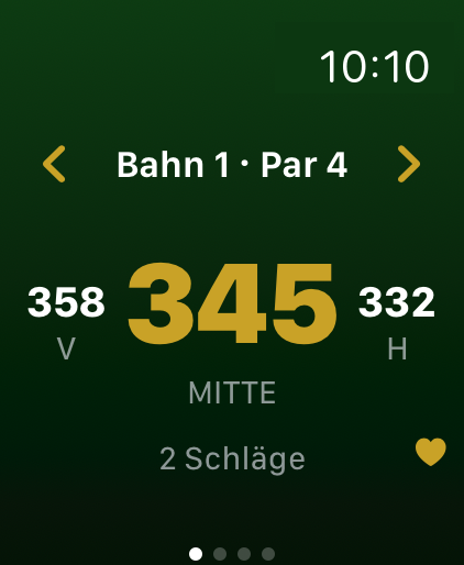 Apple Watch: Distanzen zum Grün (vorne, Mitte, hinten)