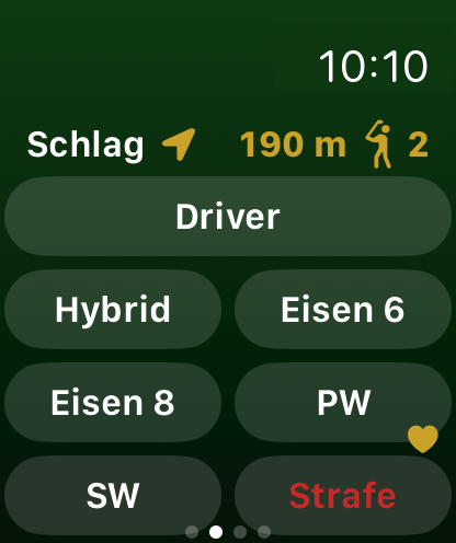 Apple Watch: Schlag erfassen mit Schlägerauswahl